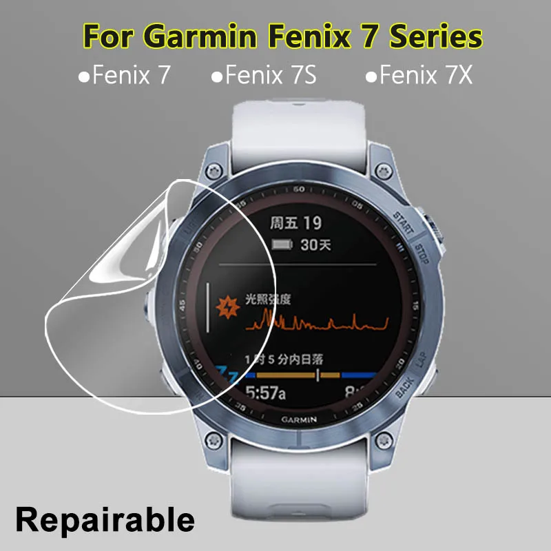 

Ultra Clear Slim Screen Protector For Garmin Fenix 7 7S 7X Epix SmartWatch Soft TPU Repairable Hydrogel Film -Not Tempered Glass