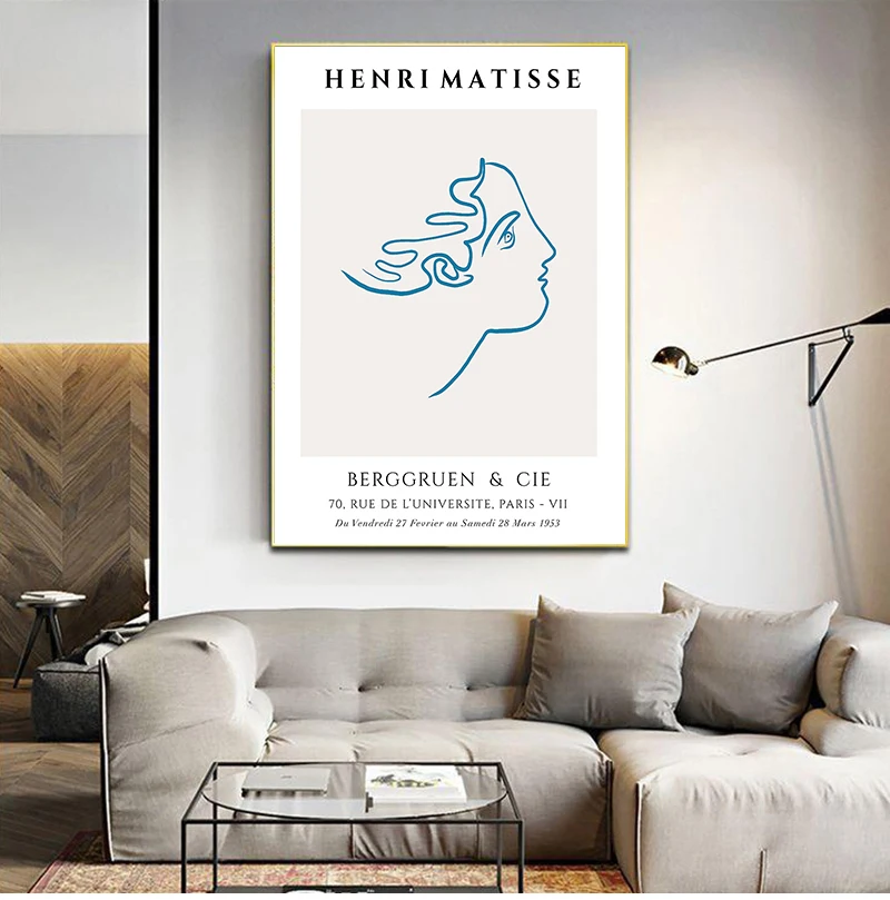 

Абстрактная Художественная печать Matisse, Постер для выставки, минималистичный рисунок с линией, настенная Картина на холсте, домашний декор