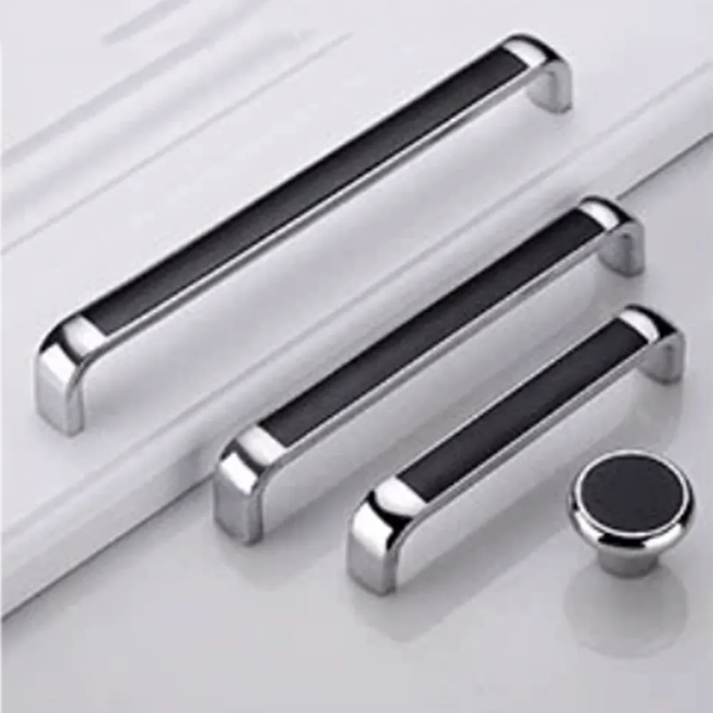 96 128 160 мм Современный Простой Модный черный шкаф дверная ручка шкафа серебристый