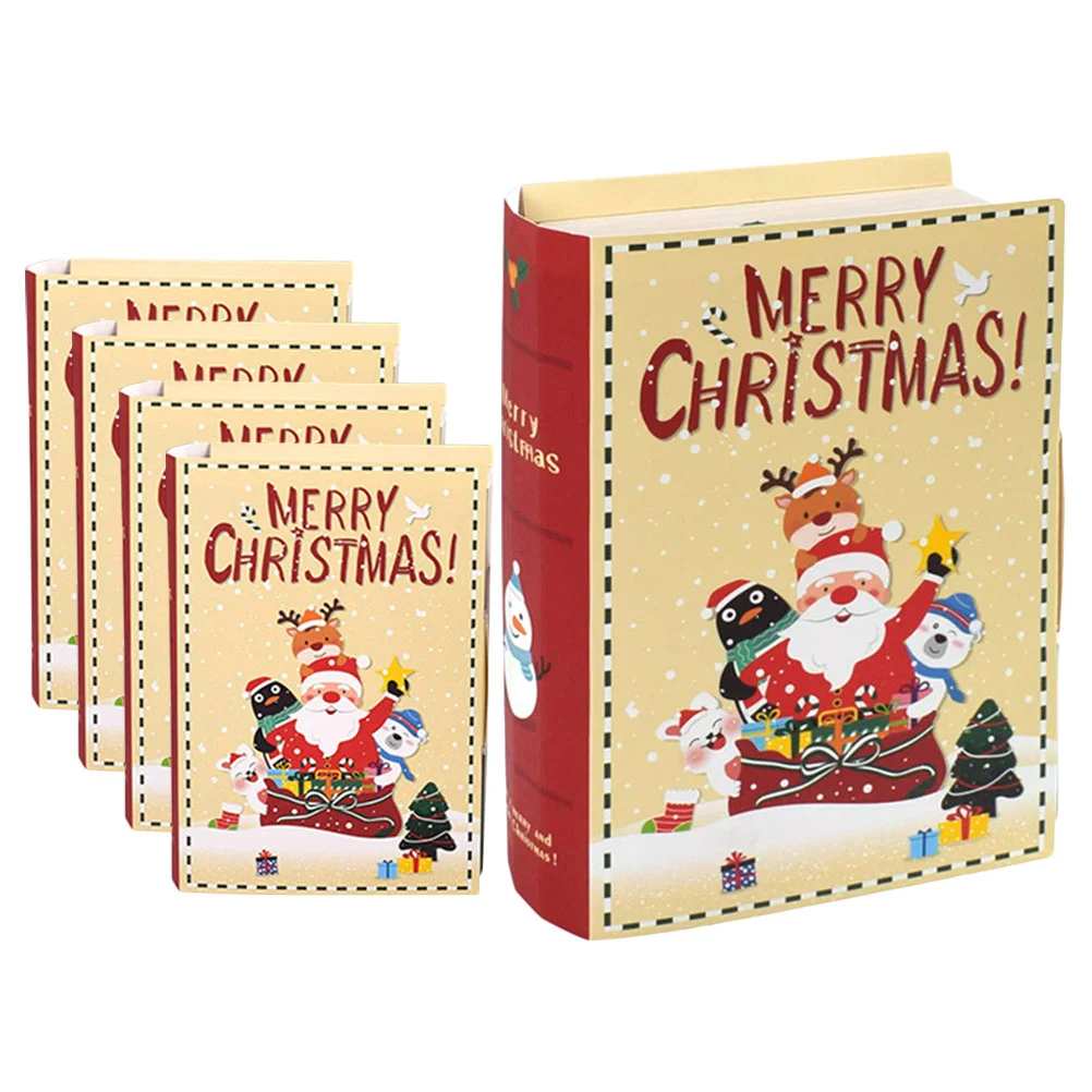 

5pcs Christmas Gift Boxes Book Shape Candy Box Festival Treat Box Christmas Party Decorations