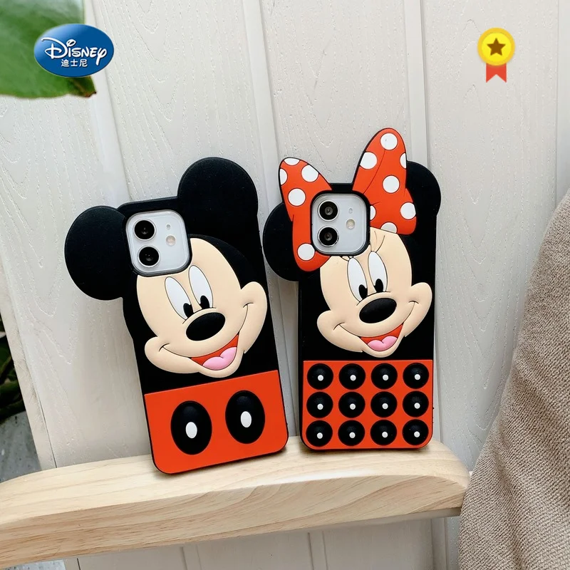 

Disney Mickey and Minnie Mouse Push Pop It Figdet Phone Cases for iPhone 7 8 XS XR X 11 12 Pro Soft Silicone Decompression Case
