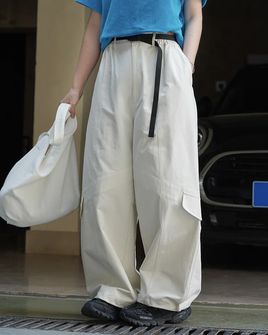 Spring Women's Casual Solid High Waist Loose Wide Leg Pants Straight