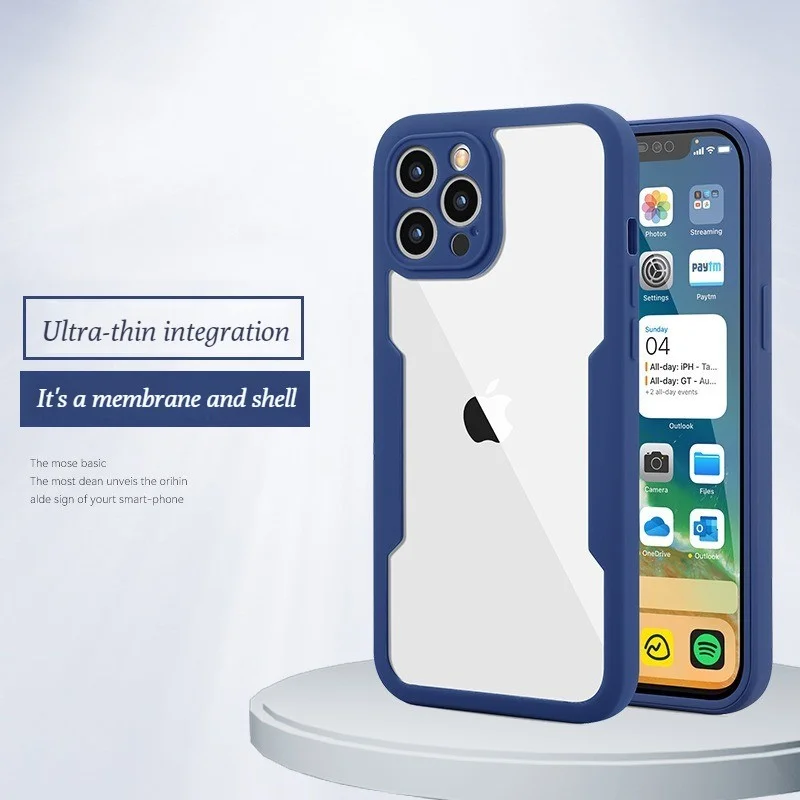 

ECHOME iPhone 14 Pro Case Double-sided All-inclusive Protection Solid Color Border Transparent Phone Cover Waterproof Soft Cover