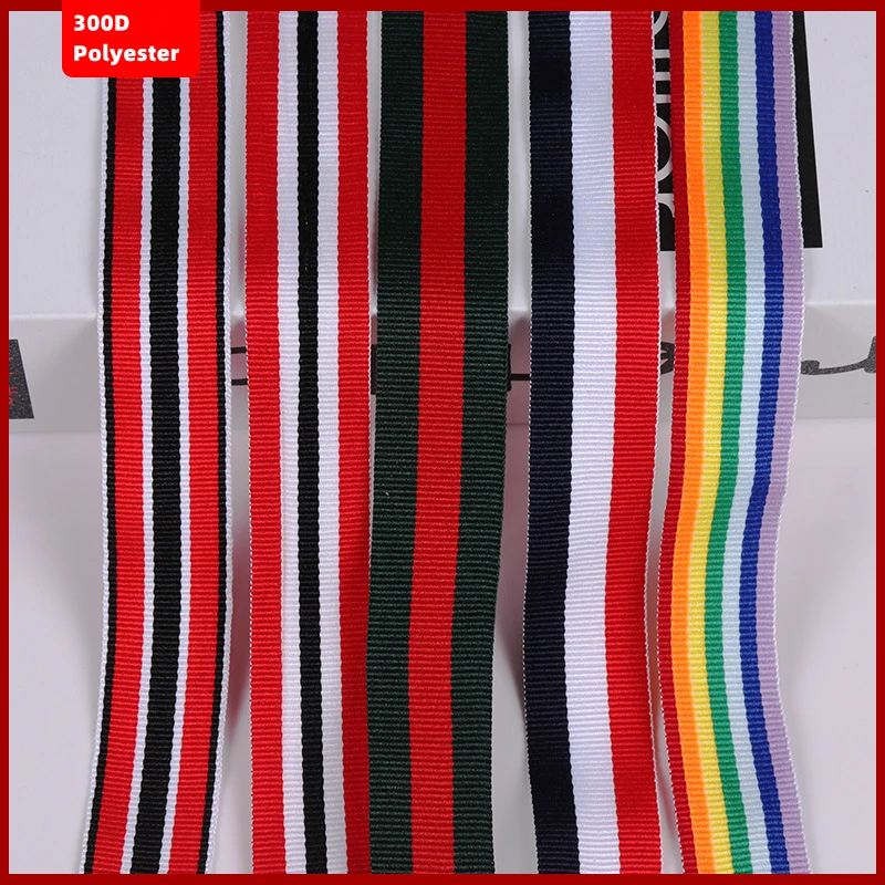 

50 Yards 10-15mm Width Polyester Webbing Three Color Stripe Belt For Gift And Medal Diy Accessories