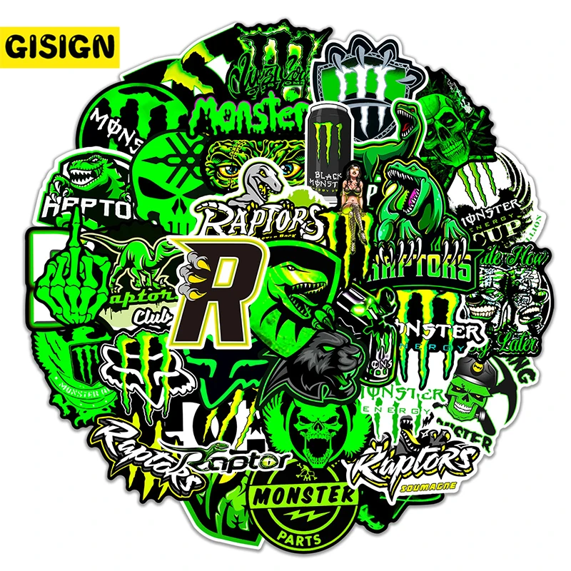 

10/30/50pcs Horror Monster Raptor Stickers Graffiti Skateboard Helmet Luggage Motorcycle Cool Waterproof Decal Dinosaur Sticker