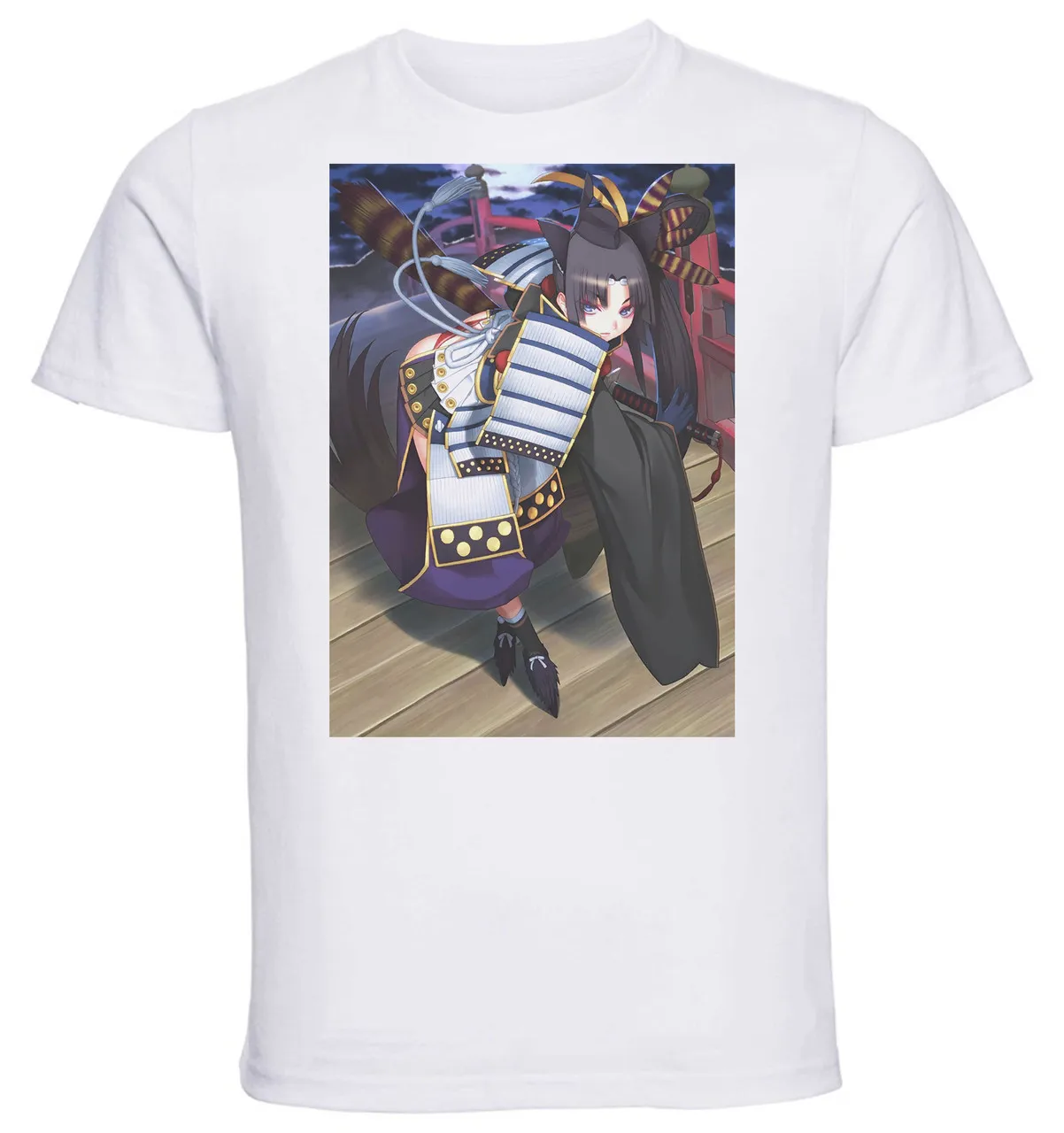 Футболка унисекс-белая-Fate Grand Order - Ushikawamaru