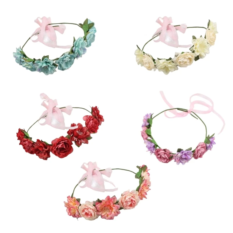 

Bridal Floral Headbands Boho Flower Headbands Women Floral Garland Crowns Hair Wreath Bridal Flower Crowns For Wedding