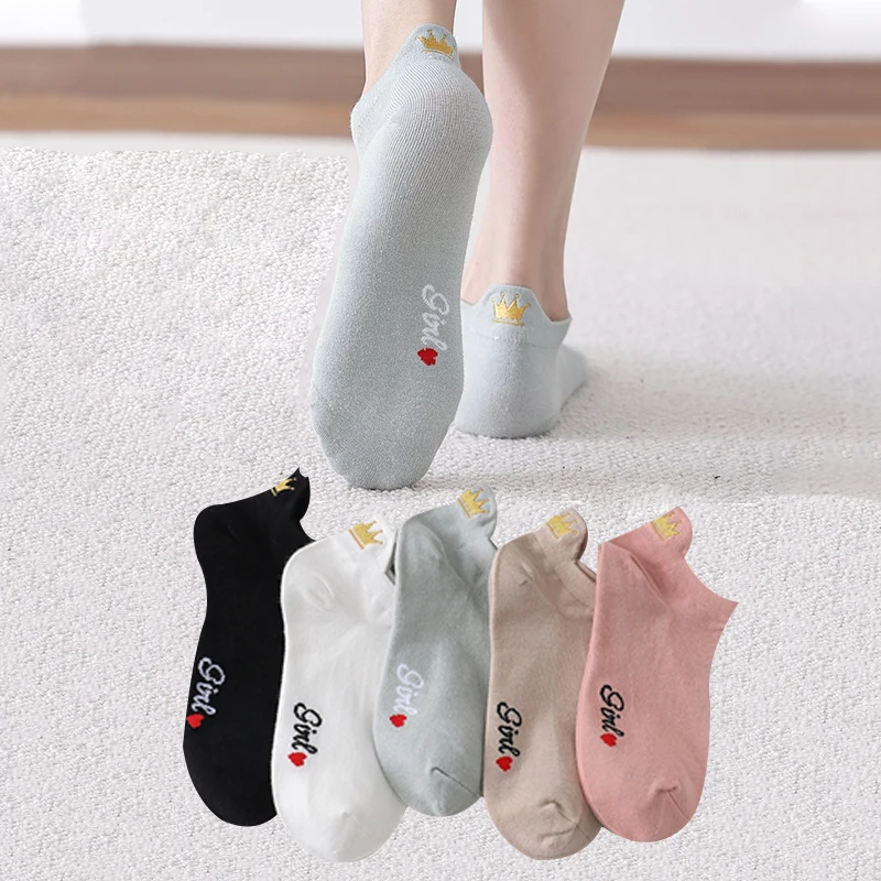 

SALE! 4 Pairs New Socks Women Cotton Socks Ankle Short Cute Kawaii White Colors High Heel Anti-wear Absorb Sweat Gifts for Grils