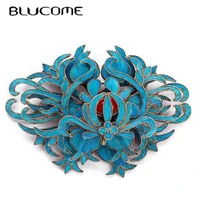 blucome handmade filigree inlaid diancui craft peony for brooch women men retro versatile suit hijab pins gifts