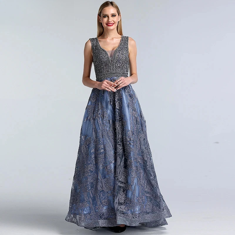 

Red A Line Beaded Sleeveless Elegant Lady Long Gowns Customized Wholesale Evening Dresses Fore Women Party Wear