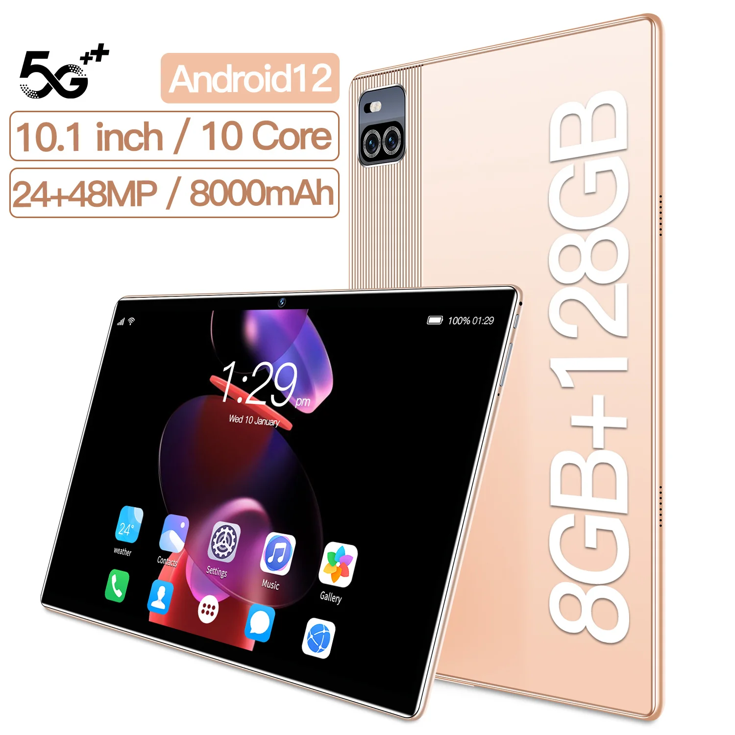 

10.1-inch Android Tablet 128GB Wi-Fi S Pen AKG Dual Speakers Qualcomm 870 Processor 8000mAh Global Version Mini Laptop