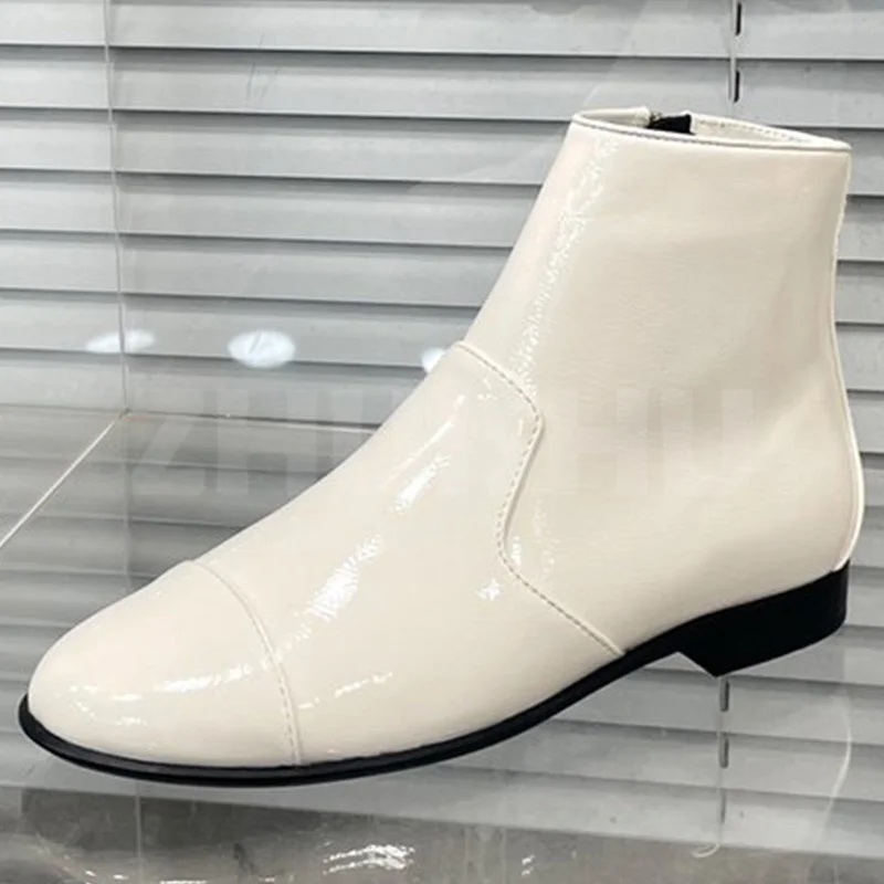 

Women Ankle Boots Spring Autumn Genuine Leather Upper Side Zipper Design Round Toe Solid Short Boots Elegant Senior Female Shoes