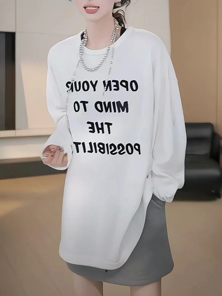 Plus Size European Goods Autumn and Winter 2024 New Sanding Long sleeves Shirt Women Retro Print Idle Sle Mid-Length Base Top