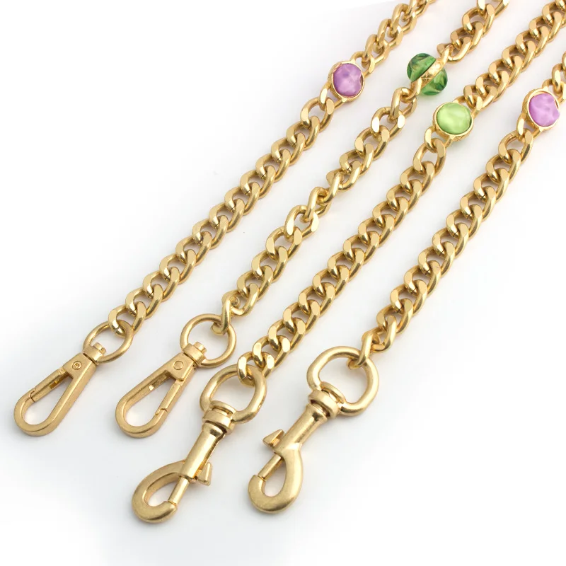 100-130cm Designer Chain Strap Double-sided 6-color Crystal Diamond Decoration Bag Chain Slung Metal Chain Bag with Strap
