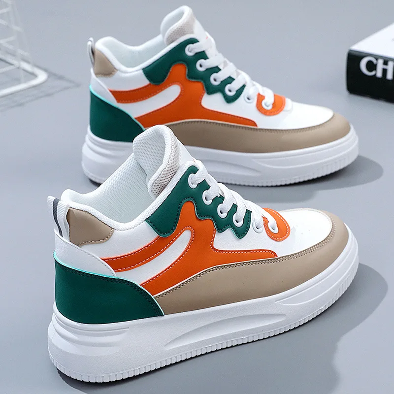 

Boarded Shoes Women's Shoes Autumn Casual Shoes Breathable Flat Shoes Sports Shoes 2022 New High White Shoes Women