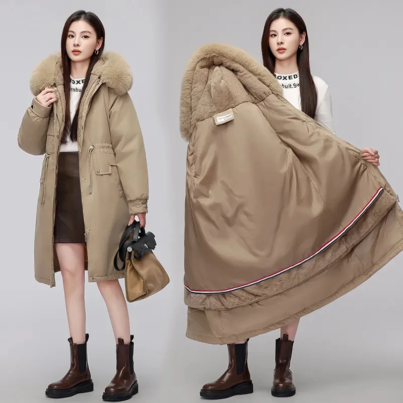 Пальто Pai Overcomes женские парки новинка зимы 2024 длинные пуховые хлопковые пальто
