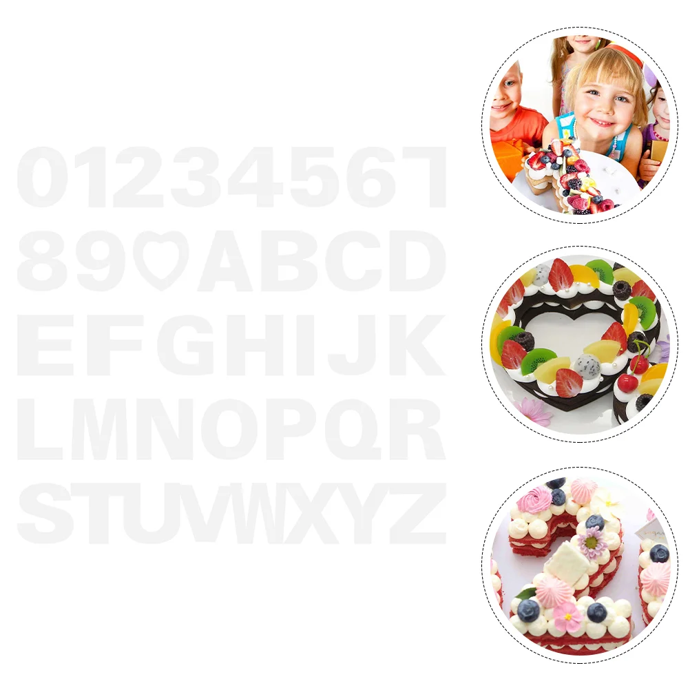 

37pcs Number Alphabet Cake Templates Creative DIY Cake Embryo Molds (White)