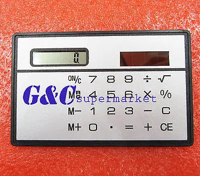 8 Digits Ultra Thin Mini Slim Credit Card Solar Power Pocket Calculator White diy electronics