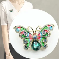 emerald butterfly brooch colorful diamond painting oil enamel party corsage brooch female all match suit pin