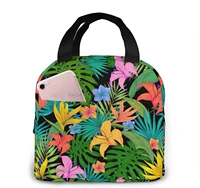 picnicbag tropical fashion flowers portable insulated lunch bag