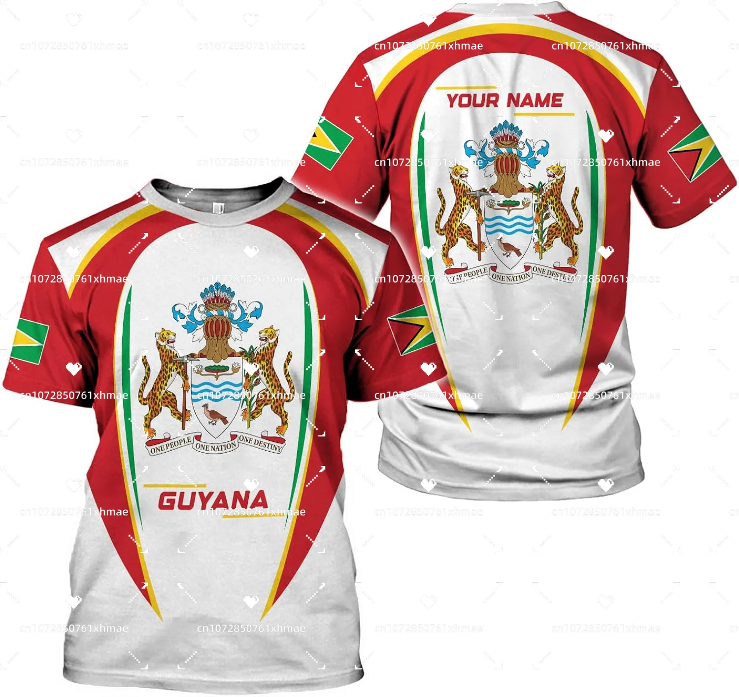 

Personalized Guyana Flag Badge T-Shirt Men's Womens Casual Round Neck Oversized Short Sleeves Fashion Harajuku Street Tops