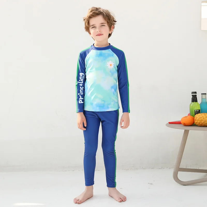 

Boy Sunscreen Quick-Drying Suit Swimsuit 4-15 Year Children Long Sleeve Trousers Surf Beachwear Kid Swimwear Baby Bathing Suit