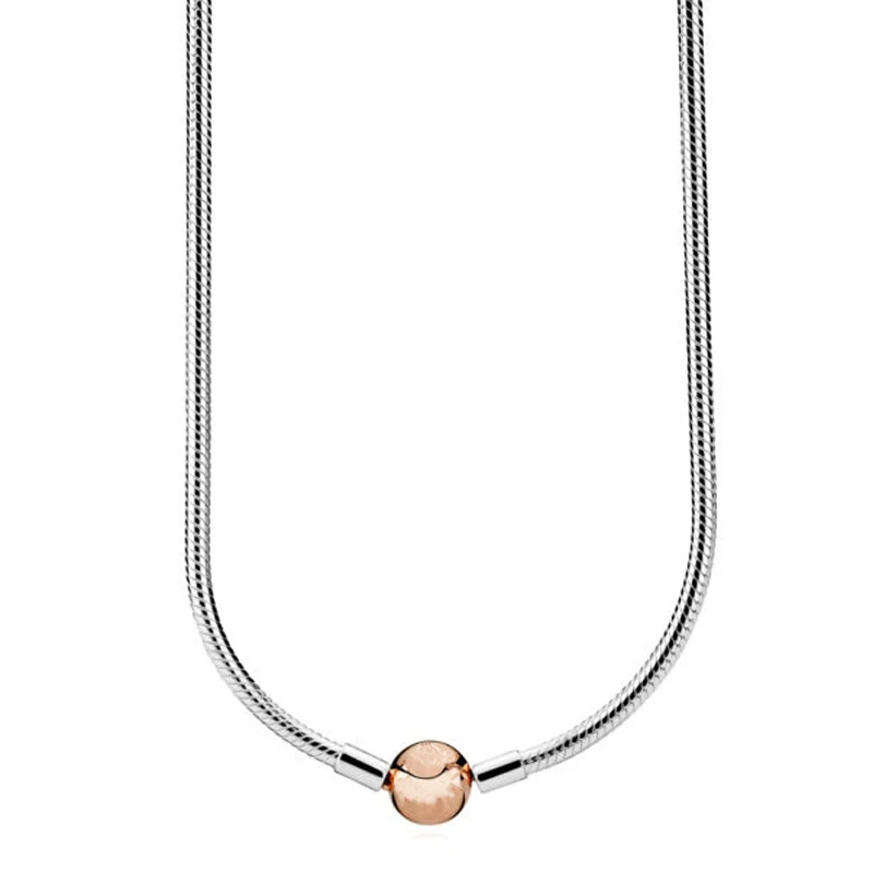 Оригинальное ожерелье-цепочка со змеиным плетением и застежкой-карабином |