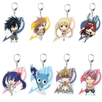 anime fairy tail keychains for women men acrylic cartoon car key pendants chain ring jewelry teens fans gifts trinkets keyring