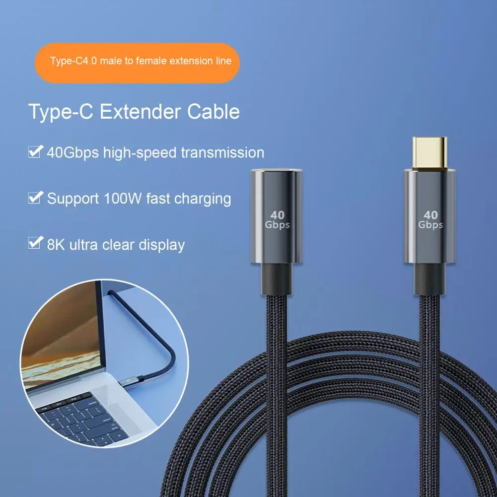 

Type-C Data Cable Anti-oxidant Wide Compatibility Braided Wire Type-C Male to Female USB-C Data Cord Computer Accessories