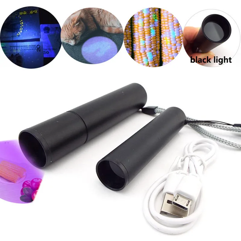 

mini 365nm UV Flashlight Black flash Light Rechargeable Ultraviolet Torch Ultra violet Detector Dog Urine Pet Stains Bed Bug T