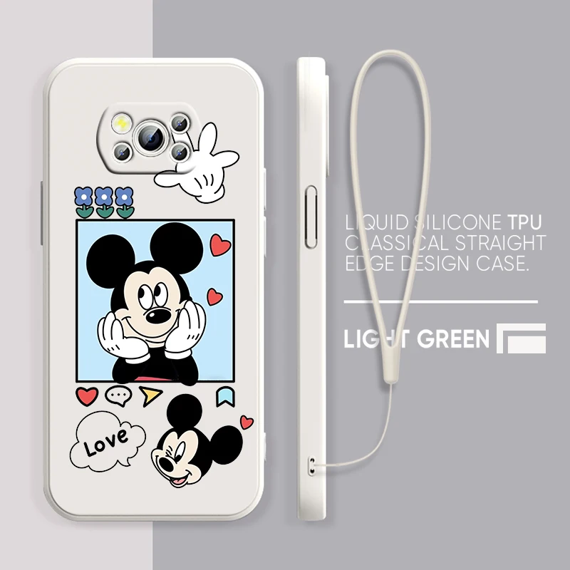 

Mickey mouse cute couple Phone Case Xiaomi POCO M4 X4 F4 C40 X3 NFC F3 GT M4 M3 M2 Pro C3 X2 4G 5G Liquid Rope Cover Coque Capa