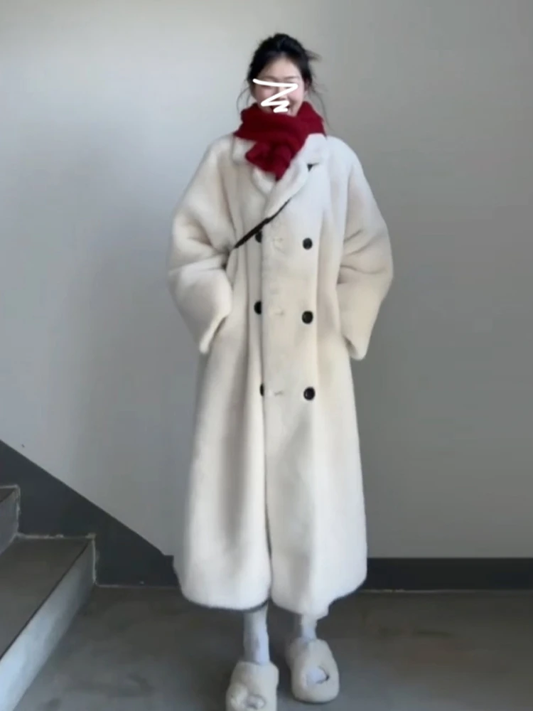 Корейская серия высококачественное белое пальто средней длины из