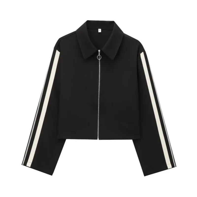 TRAF женская лоскутная короткая куртка одежда осенняя повседневная свободная