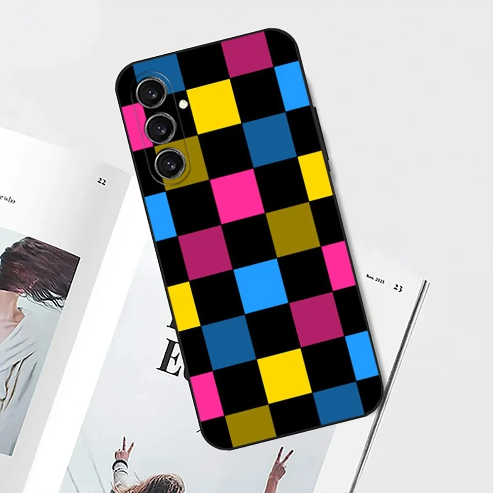 Checkerboard checked Board Phone Case For Samsung S25 S24 S21 S22 S23 S30 Ultra S20 Plus Fe Lite Note 10 9 5G Black Soft Shell