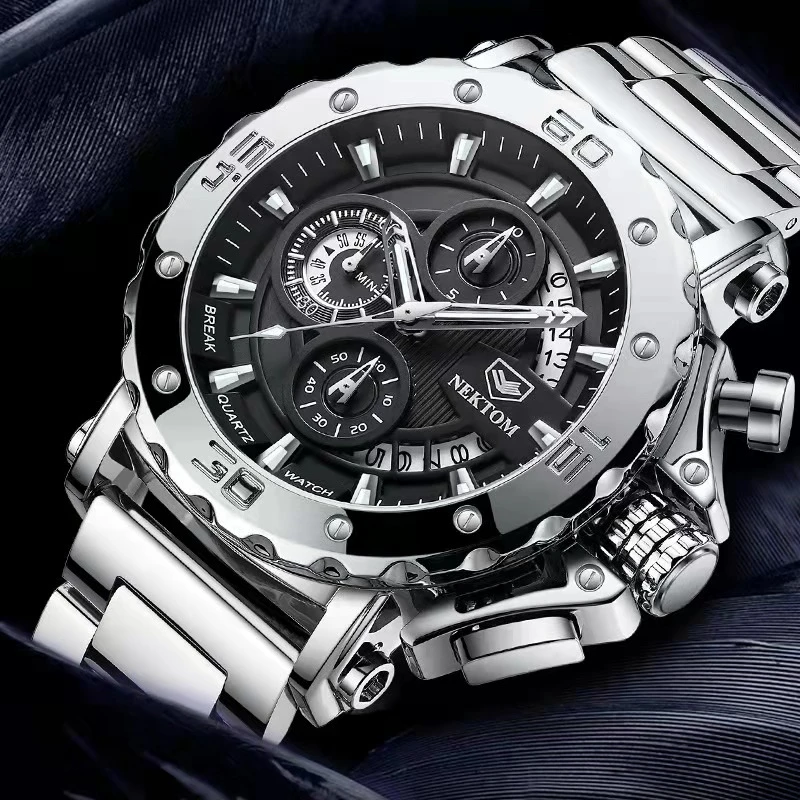 

2022 NEKTOM Men's Watches Quartz Watch Waterproof Watches Steel Strap Wristwatch Watches For Men Military Watch Sports Watches