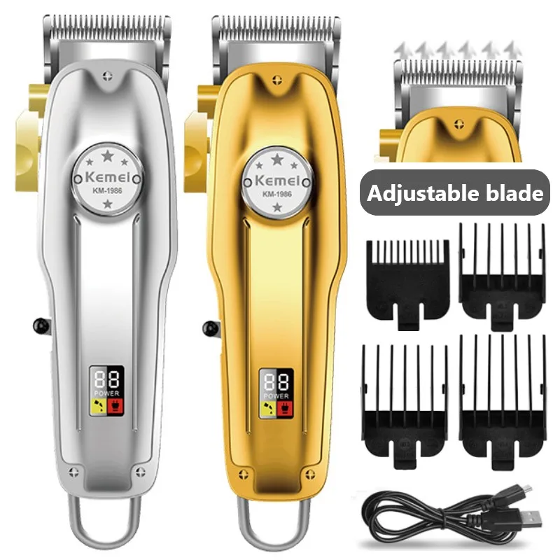 

Kemei Professional Hair Clipper LED Liquid Crystal Digital Display Metal Body Oil Head Clipper Cordless Electric Hair Clipper