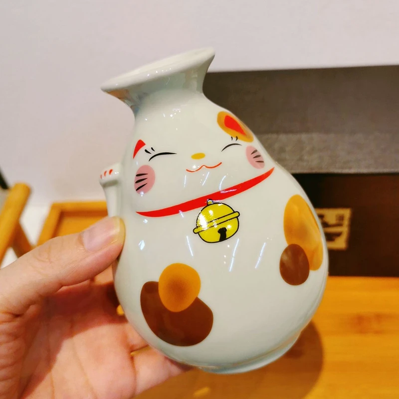 Фото Винный набор Lucky Cat Набор японских саке Керамический винный горшок Flagon с чашкой для питья Барный набор для содз (1 кастрюля + 2 чашки) №4