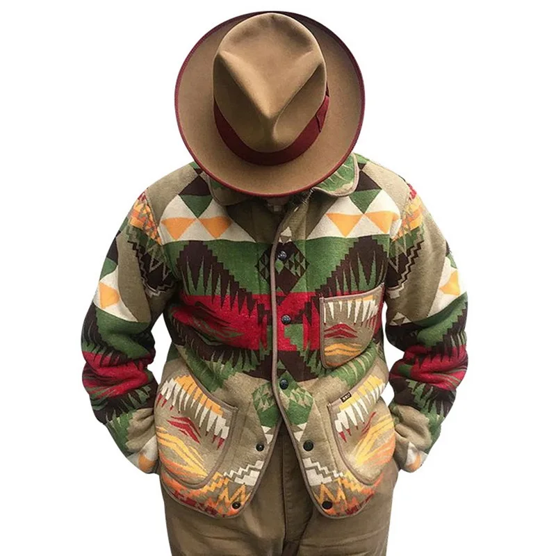 Модные Мужские осенне-зимние куртки мужская куртка в этническом стиле с принтом