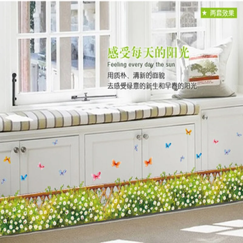 

Can remove the transparent film The fence flowers and plants The line that play a base household adornment wall stickers AY7232