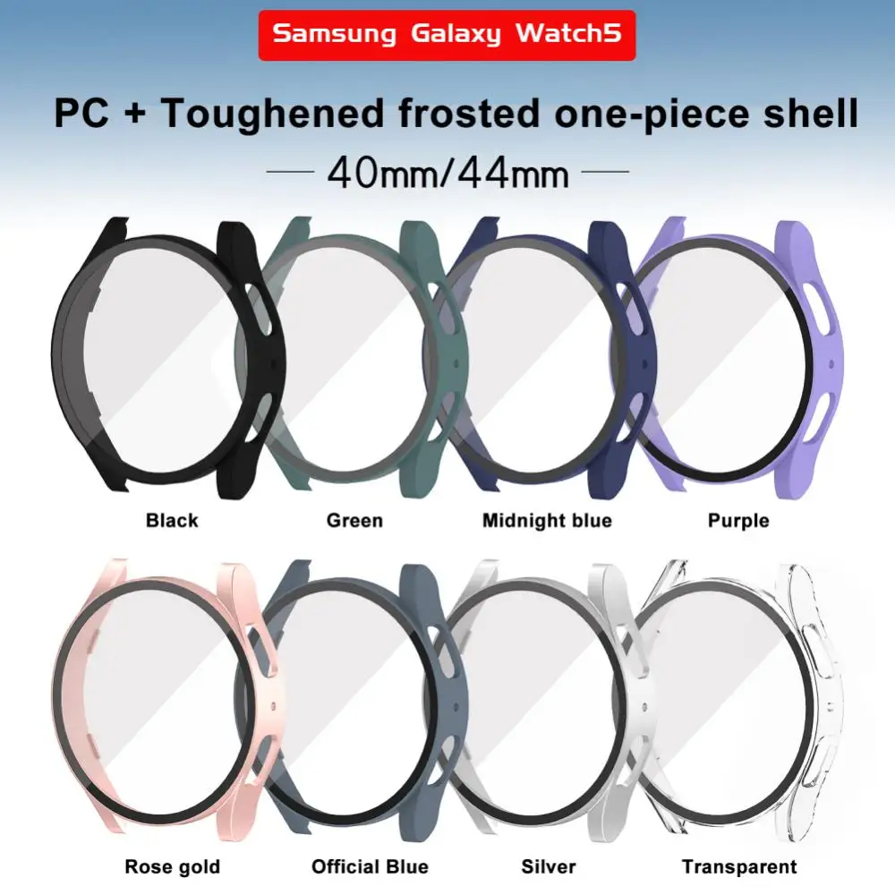 

44mm Full Protective Case Hard Shell Bumper Smart Watch Case For Samsung Galaxy Watch4 2in1 Glass Film Frame Case Glass Screen