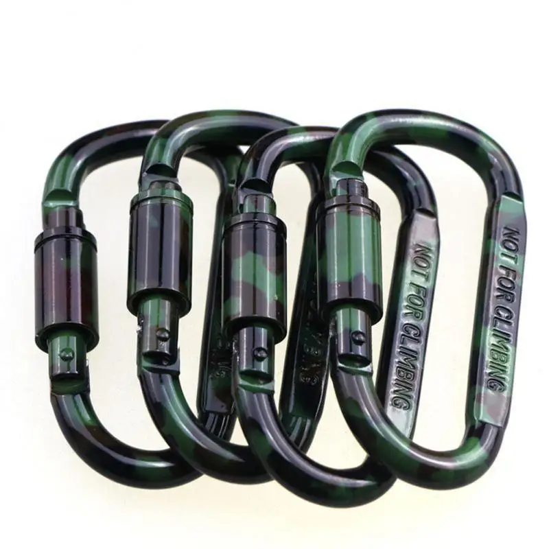 

D-type Mutlifucntional Camouflage Spray Paint Long Nut Mountaineering Buckle Aluminum Alloy Tactical Hanging Buckle Camp Tools