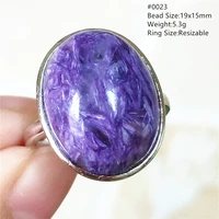 natural purple charoite adjustable ring 925 silver purple charoite jewelry bead ring russia oval fashion ring aaaaa