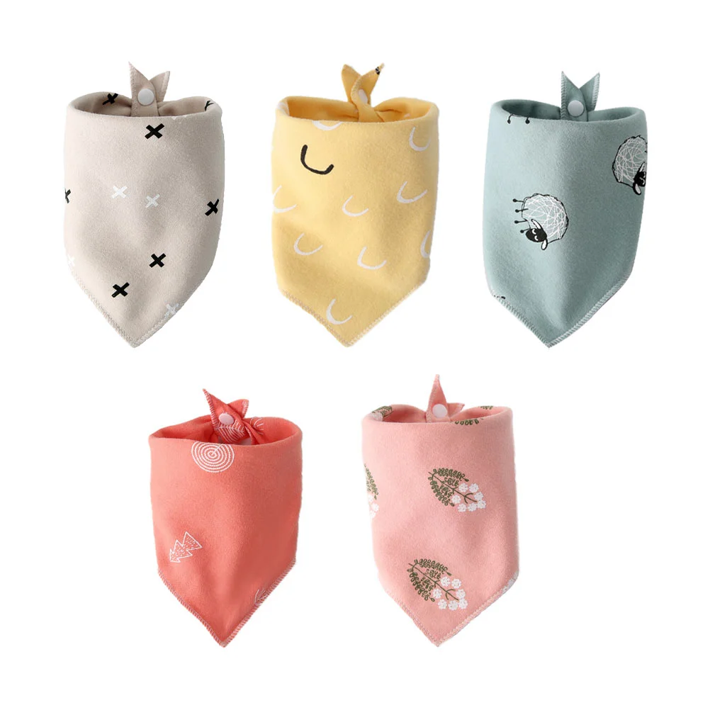 

5Pcs Baby Feeding Supplies Cartoon Burp Cloths Double-layer Bib Lovely Printing Bib for Newborn Home Infant