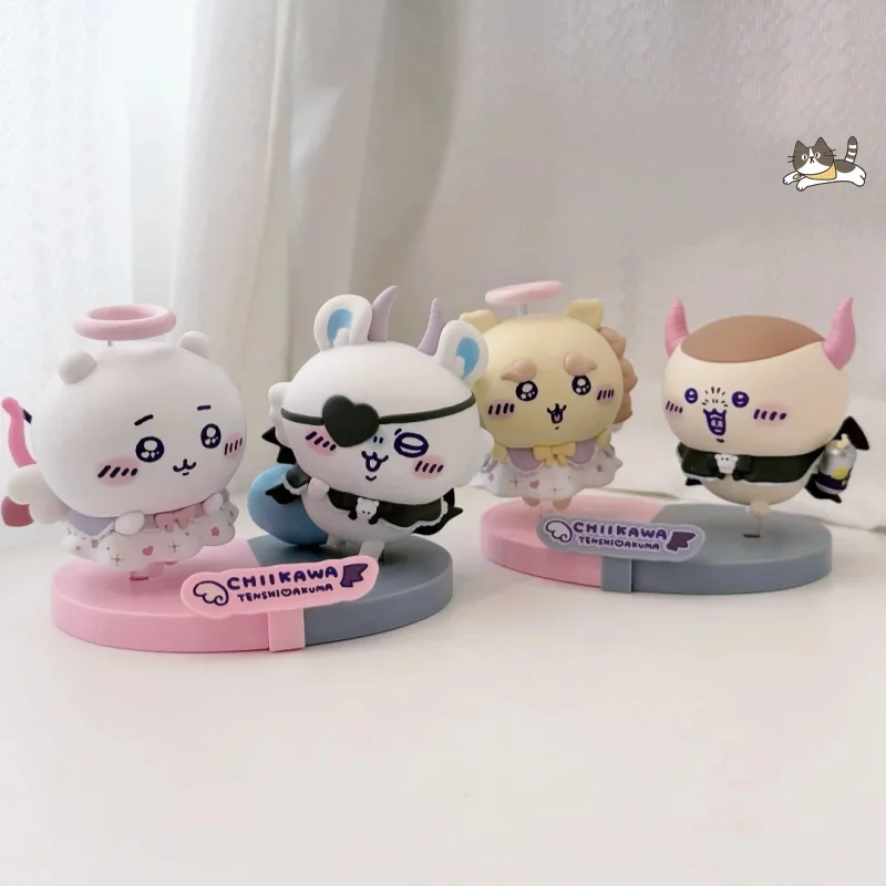 Фото В наличии: Фигурка Chiikawa Usagi Momonga Shisa Angel Devil Series, коллекционная игрушка-сюрприз, милая кукла, настольное украшение, модный подарок для девочек №1