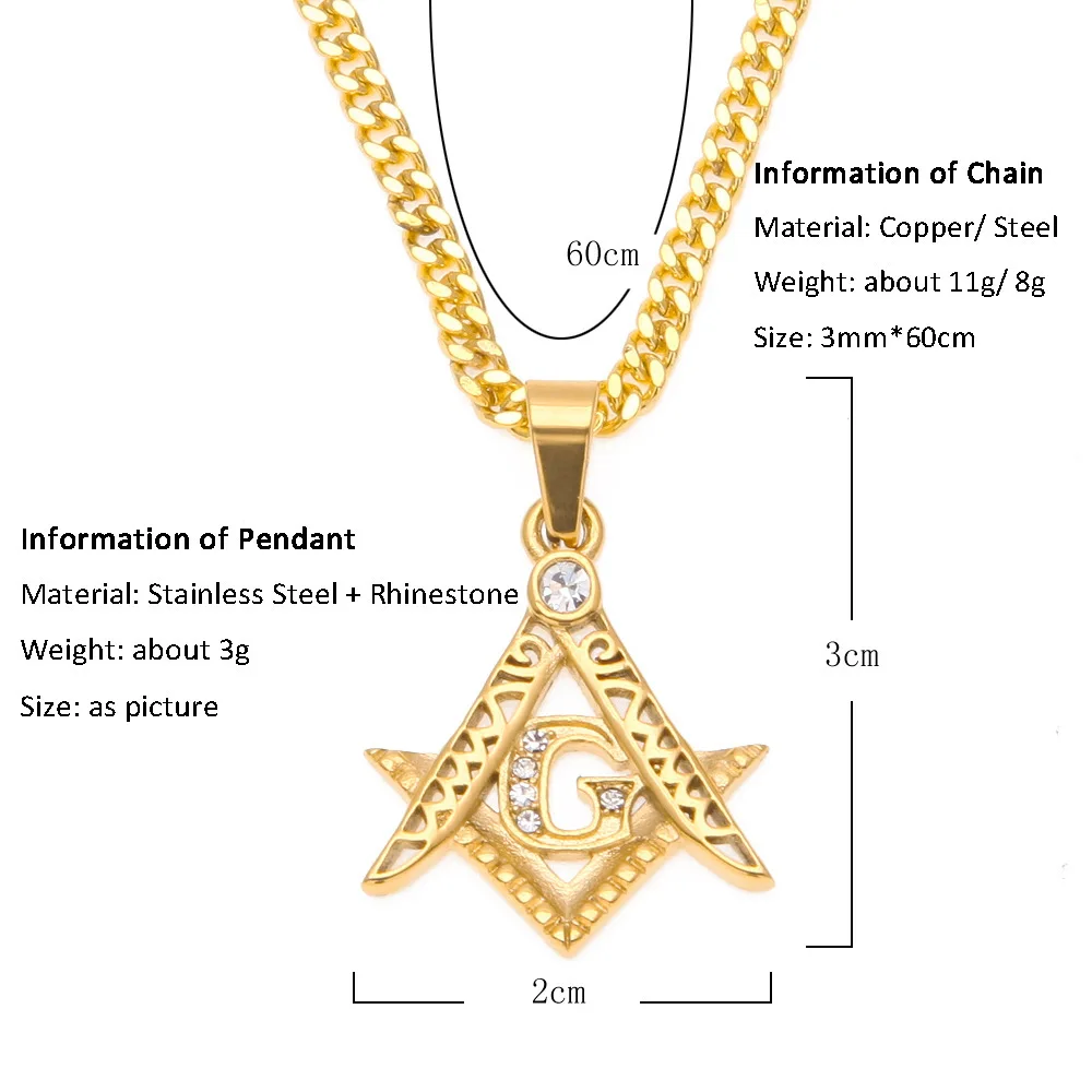 

HIphop AG Freemasonry Stainless Steel Pendant Necklace For Men Women Charm Gold Color Chain Jewelry Neck 2023 New In Streetwear