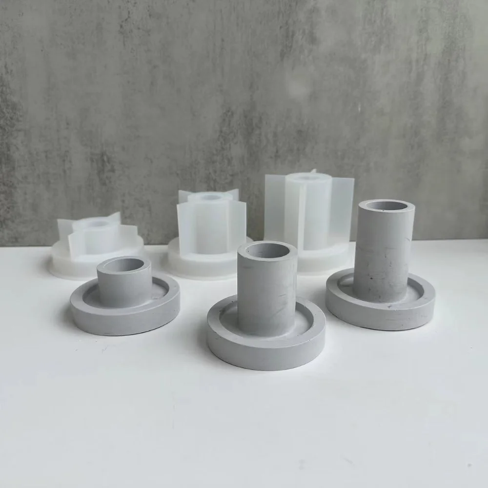 

Cylinder Candlestick Holder Clay Silicone Mold DIY Handmade Concrete Cement Plaster Candle Epoxy Resin Molds Home Decoration