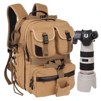 professional canvas large capacity travel backpack bag video photo tripod case with removable inner bag rain cover