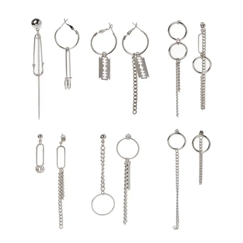 

Asymmetric Stylish Tassel Chain Pin Drop Earring Gift for Boyfriend Girlfriend
