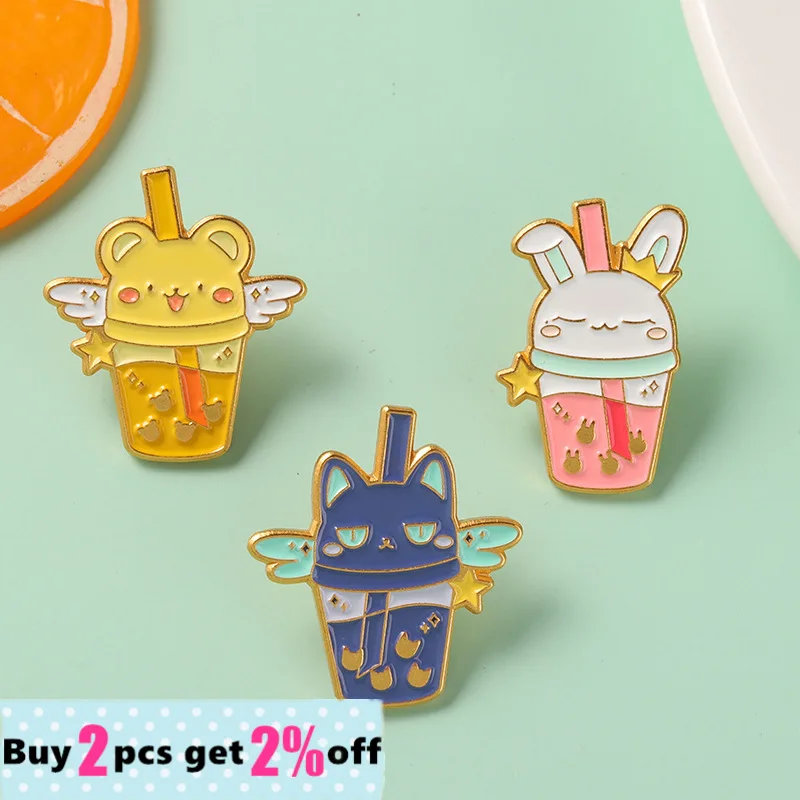 Оптовая продажа японское аниме эмалированная булавка снег кролик кот цербер