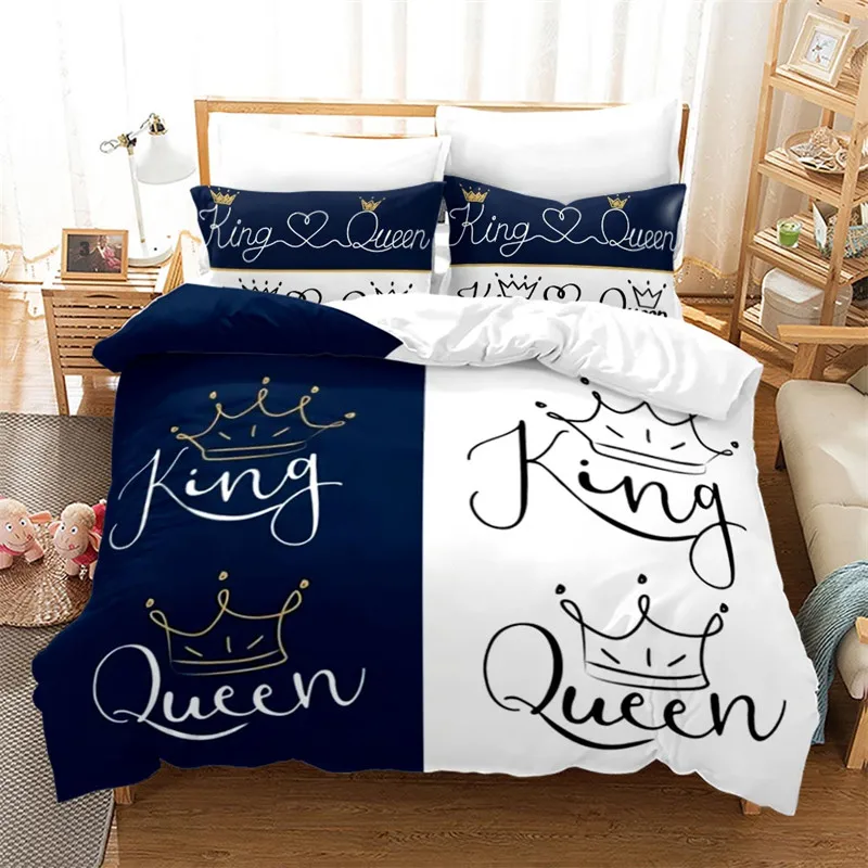 

Romantic Couple Duvet Cover King and Queen Bedding Set With Pillowcases Twin King Full For Girls Teens Valentine's Day Presents